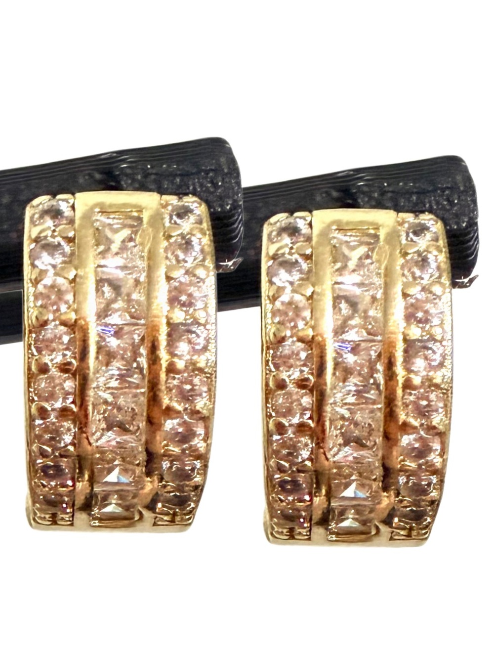 Gold Plated CZ Huggie Hoop Earrings